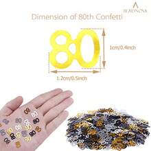 BEADNOVA 80th Birthday Confetti Eighty Years Old 80 Anniversary Number Confetti For Birthday Party Decor Wedding Table Decoration 1oz Gold Silver Black Mix - Vàng bạc - Xem 2