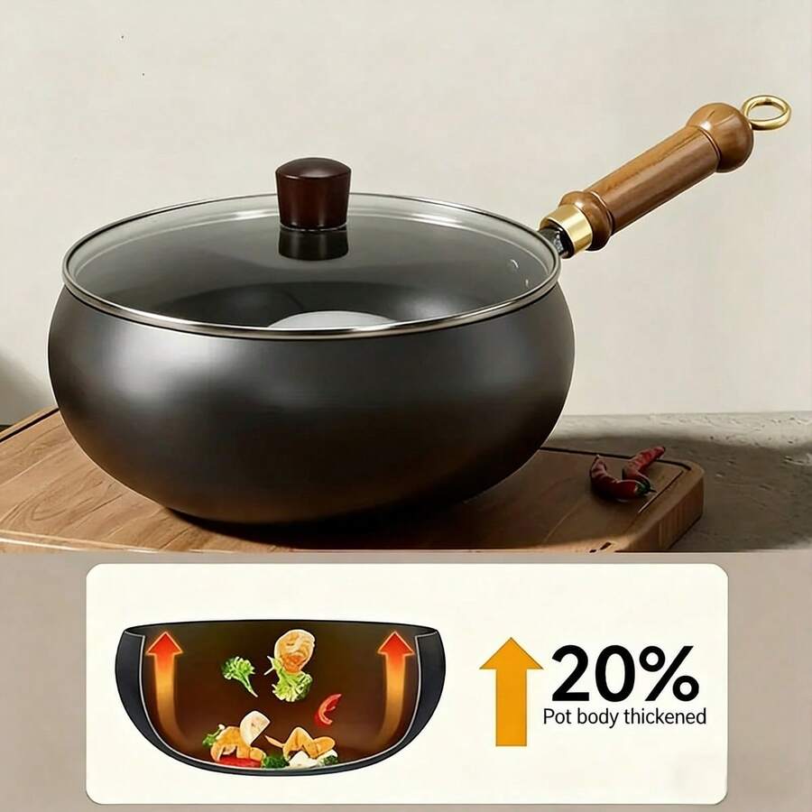 Stainless Steel Non-Stick Frying Pan With Lid, Suitable For Stir-Frying/Grilling/Frying/Stewing.