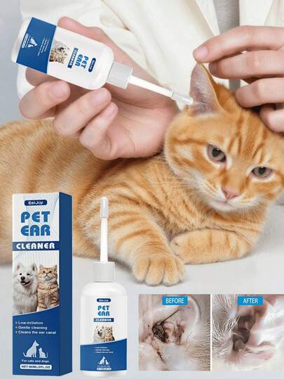 Pet Ear Cleaner, Plant-Based Ingredients, Flexible Soft Tip, Gentle Cleaning For Comfortable Pet Ear Care. Designed To Repair Ear Canal Barrier And Improve Skin Moisturization. Mild Ingredients Gently Care For And Refresh Pet Ears, Removing Earwax And Odor. Suitable For Cats And Dogs, Daily Pet Ear Cleaning And Odor Removal.