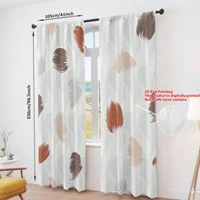 两片装北欧风格抽象2D印花窗帘，简约半遮光，适用于客厅和卧室，营造温馨舒适的家居装饰氛围 - 彩色 - 查看 5