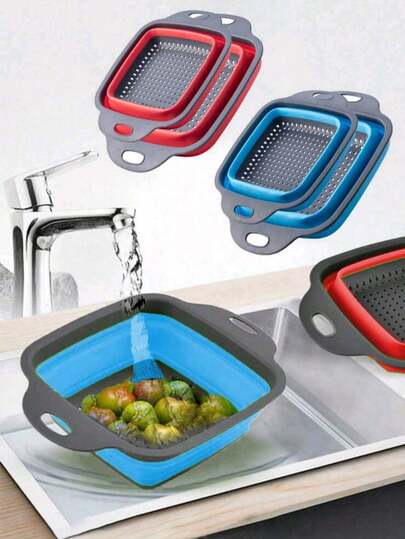 1/2 rổ lọc gấp gọn cỡ lớn/nhỏ, dụng cụ gia đình tiện lợi cho nhà bếp và phòng ăn, lý tưởng để rửa rau củ quả với khả năng thoát nước nhanh, thích hợp cho thực phẩm, nhà bếp, du lịch, đồ dùng nhà bếp, dụng cụ nhà bếp, đồ dùng nhà bếp.