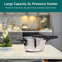 Stainless Steel Pressure Cooker – Large Induction Hob Compatible Cooker With Dual Handles For Fast Cooking At Home Or In Catering Kitchens - 4 Litre - View 8