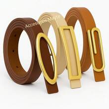 Set Of 3 Women's Belts, Mixes With Assorted Buckles, Casual Style. - 焦糖色,米色,棕色 - 查看 2