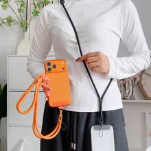 宽肩带手机挂绳项链肩带，斜挎背带，带防丢夹和缓冲垫，高端手机配件 - 彩色 - 查看 6