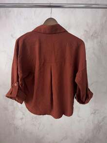 Marrant Women's Set | Three-Quarter Sleeve Shirt And Skort | Faux Pockets | With Belt - 駝色 - 查看 4