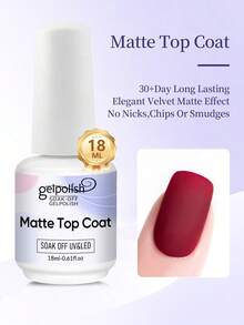 18ML No Wipe Matte Top Coat, Matte Effects Nail Polish,For Home Salon Nail Art DIY - Clear - View 2