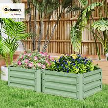 Outsunny 2' X 2' X 1' 2-Pieces Raised Garden Bed With Galvanised Steel Frame For Vegetables, Flowers, Herbs, Light Green - Green - View 2