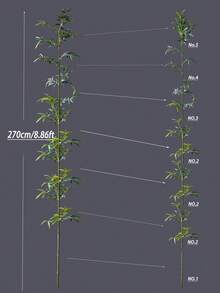 160-195cm Large Fake Bamboo Tree Artificial Palm Plants Tropical Cycas Branch Plastic Bambusa Leaves Green Dracaena Faux Monstera For Home Garden Office Decor 1pc Without Pot - Green - View 12