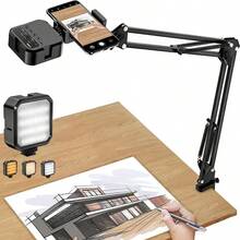 Celular Support with Articulated Arm and LED Light for Live Streaming Video Recording Drawing in Kitchen - como en la foto - Ver 1