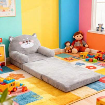 Cute Cartoon Children's Sofa, Lazy Folding Sofa Bed, Girl Princess Baby Toddler Dual-Use Child Seat, Three Layers