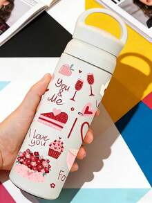1 pieza SCALON Vaso aislado de gran capacidad de 17oz/500ml con diseño floral colorido, vaso de acero inoxidable a prueba de fugas y al vacío, portátil. Patrón floral fresco y lindo, acero inoxidable 304, botella de agua deportiva de gran tamaño que mantiene caliente/frío, adecuada para viajes, escuela, oficina, gimnasio, al aire libre, hogar, aislamiento duradero, asa portátil, regalo perfecto para cumpleaños, San Valentín, Navidad para familiares, amigos, novio/novia - Multicolor - Ver 6