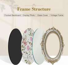 Desklens Vintage Picture Frame, 4x6 Oval Antique Photo Frame With Real Glass Front, Luxury Table Wall Haning Photo Display Home Decor, Gift Ideas, Silver Flower - ColorB - 查看 5