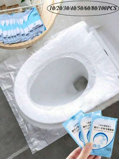 [10/20/30/40/50/60/80/100] Pcs Portable Disposable Transparent Toilet Seat Covers, Travel Toilet Seat Covers, Waterproof Toilet Mats, Portable Toilet Seat Covers, Essential Home Supplies, Ideal For Traveling, Camping, Hospitals, Stations, Hotels And Using Public Restrooms
