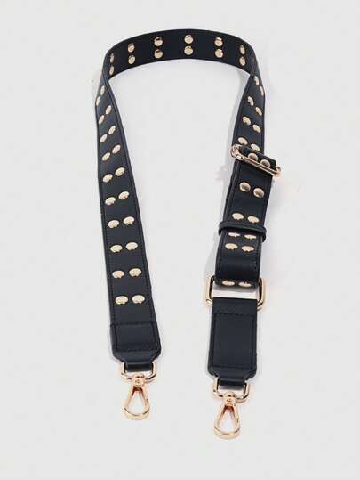 Adjustable Length Brown PU Leather Strap With Gold Studs Durable Hardware Versatile For Crossbody/Shoulder Bags Rebellious Retro Style Ideal For Bag Lovers All-Season Accessory Travel Essentials