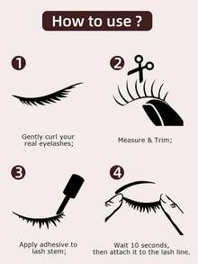 7 Pairs Of Natural Cross-Full Head False Eyelashes, Transparent Lash Stems, Suitable For Daily Wear, Comic Style, Travel Essential - Black - View 11