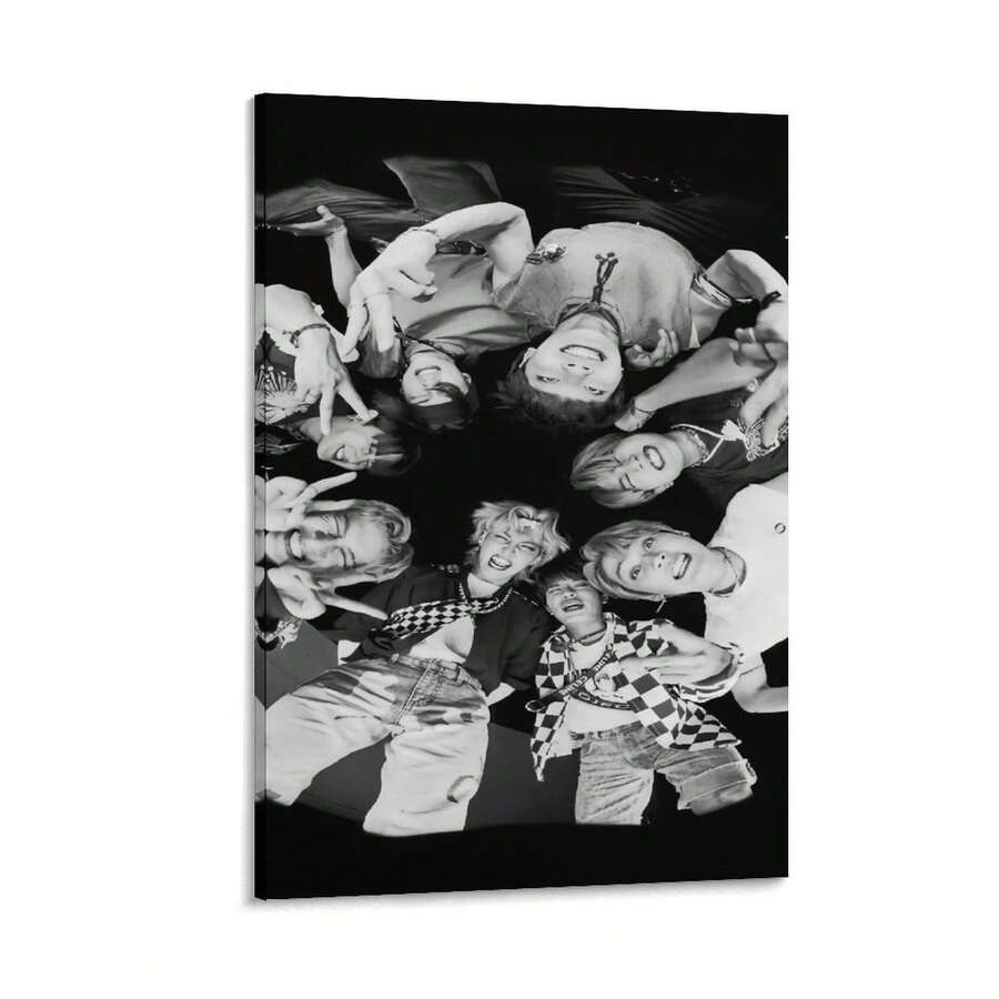 Framed Stray KPOP Boy Group Poster Canvas Wall Art Wall Hanging Birthday Party Background Banner For Living Room Bedroom Dorm Decoration - Multicolor - View 1
