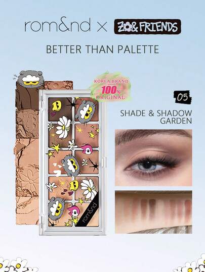 Rom&nd Palette d'ombres à paupières Romand Better Than 05, coffret de 10 couleurs, édition limitée en collaboration, fini mat et nacré, poudre finement moulue et facile à estomper, convient pour un maquillage de tous les jours. 8g/0,28oz