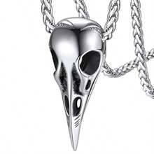 Collar cuervo vikingo hombre mitología nórdica colgante cruz cuervo acero inoxidable resistente regalo hombres - plateado+Crow Skull - Ver 3