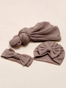 3pcs/Set Upgraded 1-6 Months Baby Swaddle Blanket Set, Newborn Swaddle Wrap Jacquard Blanket Set With Bowknot Headband, Unisex Baby Shower Gift, All Season