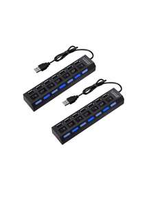 1-Key Desktop Control! | 7/4 Port Powered USB Hub | Independent Switches And Power Adapter | 5V 1A Multi-Port USB Charging Station For Laptop, Desktop And Tablet Accessories | USB Hub, USB Dock, USB Splitter, Port Expander. Desktop Setup, Home Office Essential, Gaming Setup Accessory, Cable Management. - Multicolor - View 17