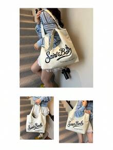 2025 New Large Capacity Bag For Women, Niche Design, Versatile Letter Handbag, Commuter Shoulder Bag - White - View 2