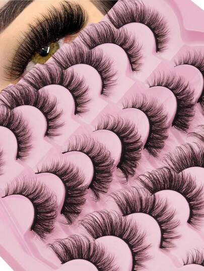 14 Pairs D-Curl Soft Fluffy Full Strip Lashes, Reusable & Beginner-Friendly, Easy-To-Apply For Daily & Glam Eye Looks, High-Quality Eyelash Set, Valentine's Day Gift, Cute Small Gift For Women, Travel Essential Easy To Carry