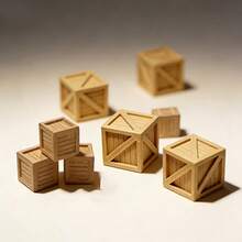 1:87 Scale 3D Printed Miniature Wooden Crates, Sand Table Scene Model Props, HO Scale Train & Building Model Layout Accessories, DIY Materials - Khaki - View 1