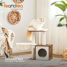 FEANDREA Árbol pequeño para Gatos para Gatitos Torre Moderna para Gatos de Interior condominio para Gatos con Postes rascadores Cojines Lavables extraíbles marrón rústico UPCT122X01 - como en la foto - Ver 2