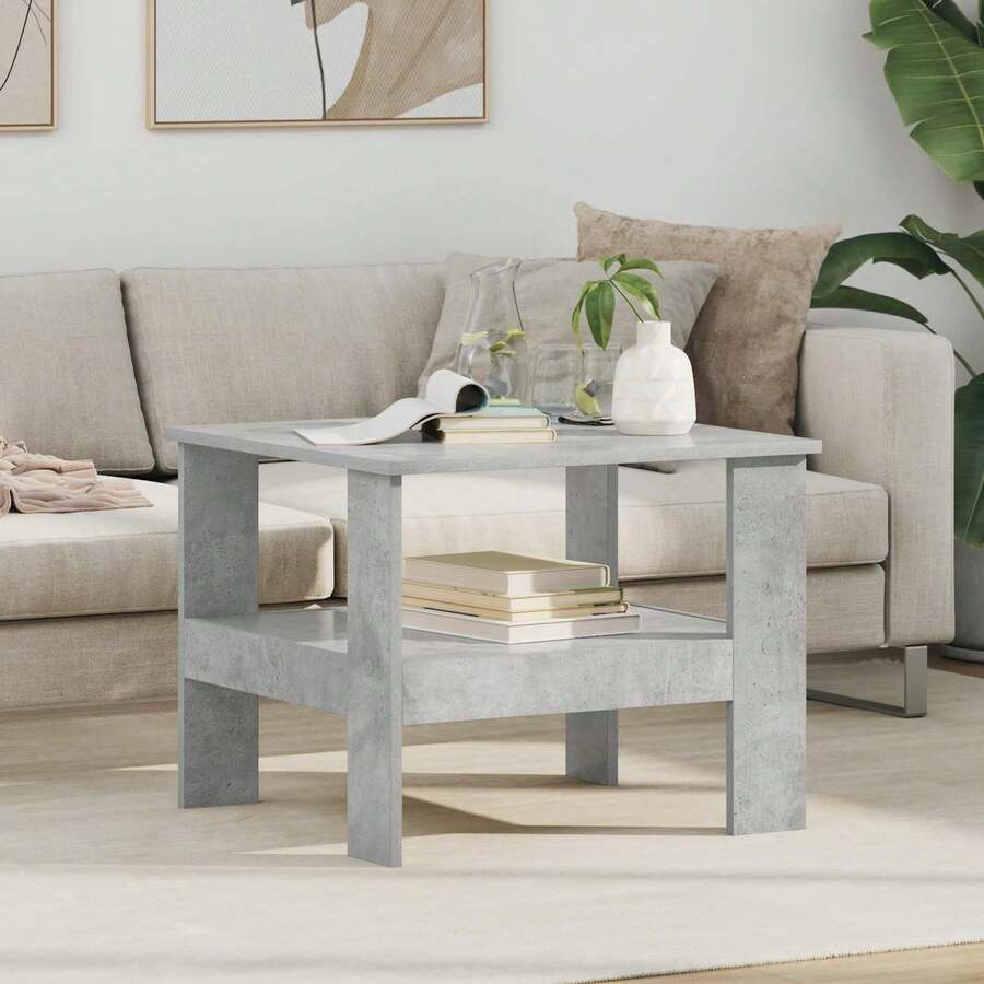 vidaXL Table basse Gris béton 57 x 55 x 45 cm Bois d'ingénierie - Gris - Voir 1