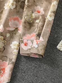 Women's Casual Floral & Leaf Print Arabic Style Top Vacation - Multicolor - View 8