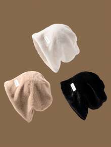 1 件女士冬季保暖毛绒护耳针织帽万圣节 - 多色 - 查看 3