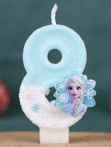 艾莎公主系列生日蜡烛，派对氛围蜡烛，生日派对礼物，0-9数字生日蜡烛 - 彩色 - 查看 8