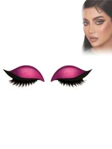2 Pairs Slouchy Eye Shadow Stickers, Suitable For Makeup Use. 3-In-1 Self-Adhesive Reusable, With Eyelashes, Quick Eye Makeup Stickers, Very Suitable For Ladies Makeup, Festivals, Parties, Balls - Multicolor - View 11