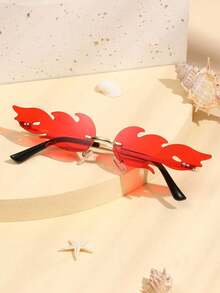 Halloween Decorative Glasses, Burning Flame Shaped Glasses, Suitable For Music Festivals, Carnivals, Parties, Unisex Gradient Green, Blue, Red Frames, Valentine's Day, Halloween, Y2K - Multicolor - View 1