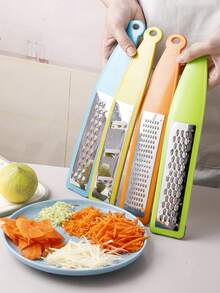 1 Set de 4 en 1 rallador de verduras, pelador, rebanador y rallador de queso de acero inoxidable, herramienta de cocina especializada para patata, zanahoria, pepino, pizza y queso - Multicolor - Ver 1