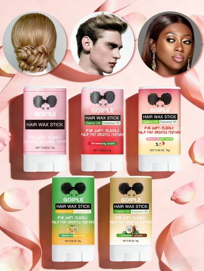 Goiple 75g/16g Moisturizing Hair Wax Stick, Long-Lasting Styling, Non-Greasy, Smooths Frizzy & Baby Hair, Softens Wig Edges, Suitable For Damaged Hair, Can Style Straight, Wavy, Curly, Voluminous Curls, Perfect Holiday Gift For Christmas, Valentine's Day, Birthday, New Year, Ideal Gift For Women And Men