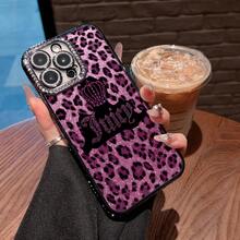 Juicy Leopard Print Phone Case Compatible With Samsung Phone Cases Compatible With  12, 13, 14, 15 Pro,  14 Plus,  15, 16 Pro Max,  17,  17 Pro,  17 Pro Max, And  17 Air Made Of TPU Material, Anti-Slip And Drop-Proof, Stylish And Fashionable, Luxurious And High-End, With A Built-In Lens Protector A Perfect Gift For Yourself, Family, Friends, And Lovers - 黑色 - 查看 1