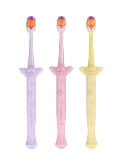 1pc Fairy Wand Toothbrush With Wings, Extra Soft Bristles, Pink/Purple/Yellow, For Adult Women