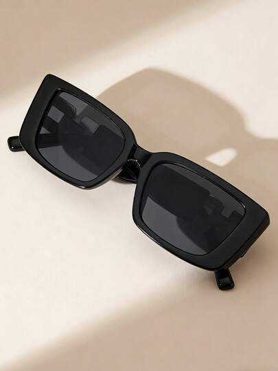 1 Pair Of Retro Plastic Framed Geometric Glasses, Interchangeable Legs, Suitable For Outdoor Travel, Fashionable Decoration, Fashionable Glasses, Beach Accessories