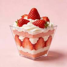 25pcs/50pcs/100pcs 60ml Clear Plastic Parfait Appetizer Cups With Spoons, Mini Square Dessert Bowls For Serving And Tasting