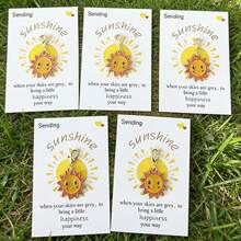 1/2/5pcs Set Energetic Sun Keychain, Mini Bag Charm Accessory, Comes With Motivational Sun Card, Suitable As Encouragement Gift For Family, Friends, Colleagues And Employees, Also A Gift Full Of Energy - Multicolor - View 1