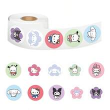1 Roll/500pcs Japanese Cartoon Character Stickers Roll Stickers Reward Account Stickers Material Sealing Tape, Holiday Gift, Cute And Affordable, Creating A Sense Of Surprise, Giving Gifts To Friends (Stochastic Style) - Multicolor - View 3
