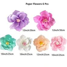 5 bông hoa giấy kích thước 30cm và 25cm, hoa nhân tạo 3D sống động như thật, thích hợp cho đám cưới, sinh nhật, phông nền cô dâu, trang trí tiệc sinh nhật, phông nền chụp ảnh, trang trí cổng vòm. - hồng + trắng - Xem 8