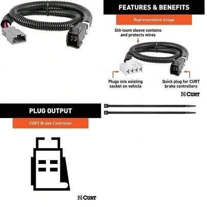 CURT 51392 Arns de cableado de Controlador de Freno elctrico de Enchufe rpido, Seleccione  Passport, Pilot, Ridgeline