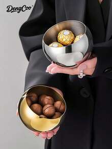 Dengcoo 1件不锈钢餐盘，斜边碗，甜点碗，蛋糕碗，布丁船和小吃盘，适合节日招待客人、派对聚会和花园下午茶 - Bowl - 查看 3