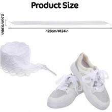 2 Pairs Lace Shoe Laces Sneakers 2.5cm Wide White Lace Shoelaces Sneakers Womens Cute Laces Shoe String 47 Inch 120cm Long Fancy Hollow Flat Shoestrings Women - Initial - View 3