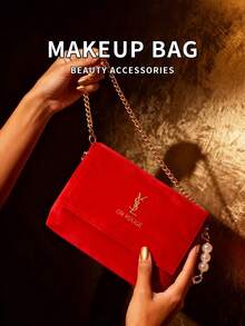 1 pieza Bolso de hombro para mujer, Bolso cruzado con solapa cuadrada, Moda y versátil - Rojo - Ver 5