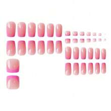 Square Hand And Foot Combination French Pink Stroke Wearing Armor Solid Color Nail Piece - 伊扎索-1186 - 查看 3