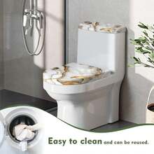 Bathroom Soft Toilet Cover Set 2 Piece Toilet Lid Cover White And Gold Marble Bathroom Decor Washable - 聖誕老人禮物 - 查看 5