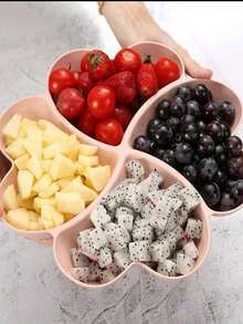 1pc Appetizer Platter, Unbreakable Chip & Dip Divided Plate, 4-Compartment Heart-Shaped Tray For Nuts, Candies, Dried Fruits, Salad, Snacks - Multicolor - View 11